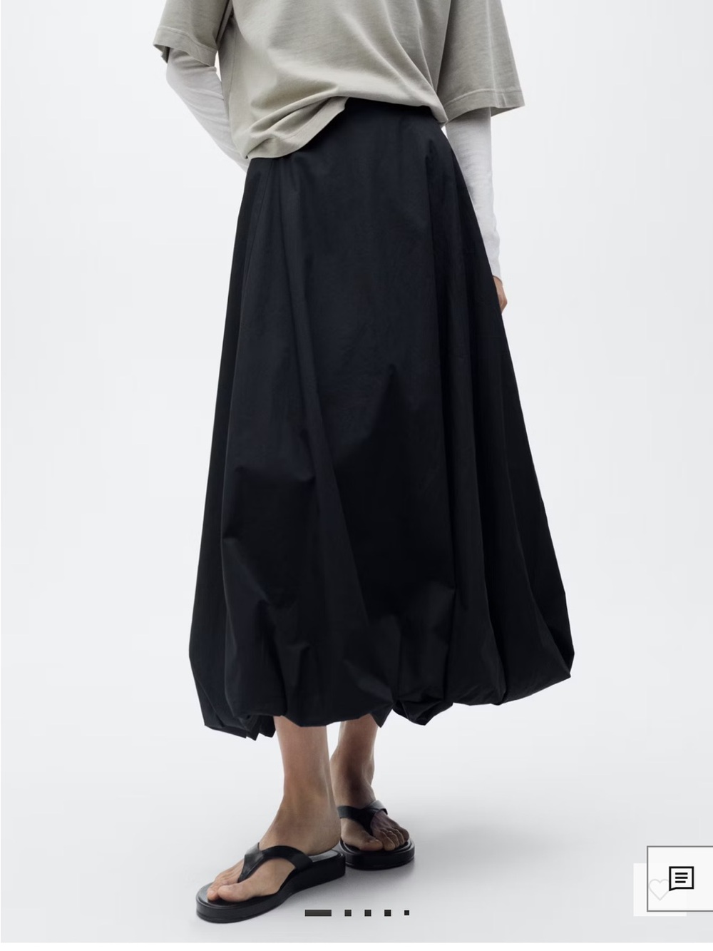Mango Black Balloon-Hem Maxi Skirt